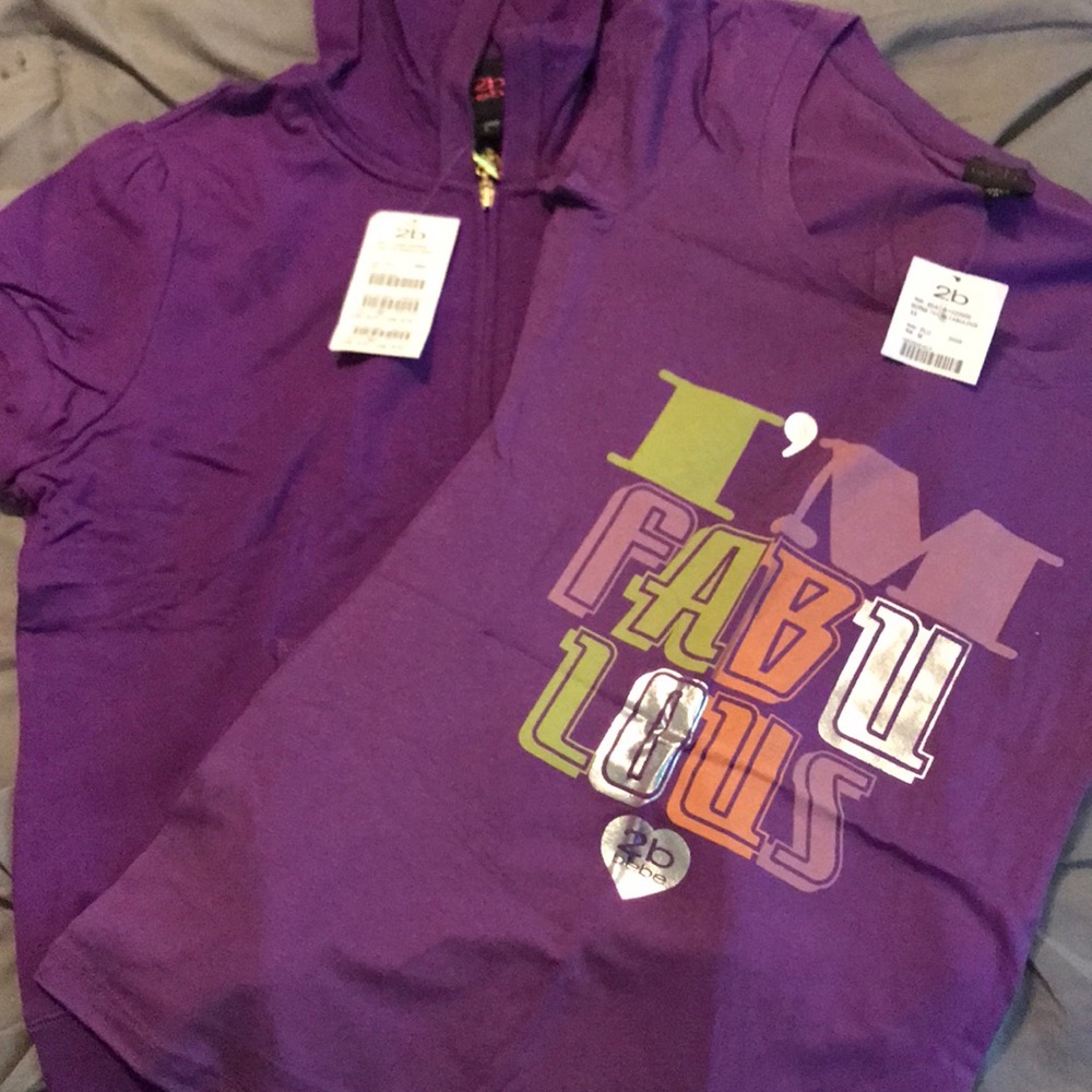 Short sleeve hoodie and tee.